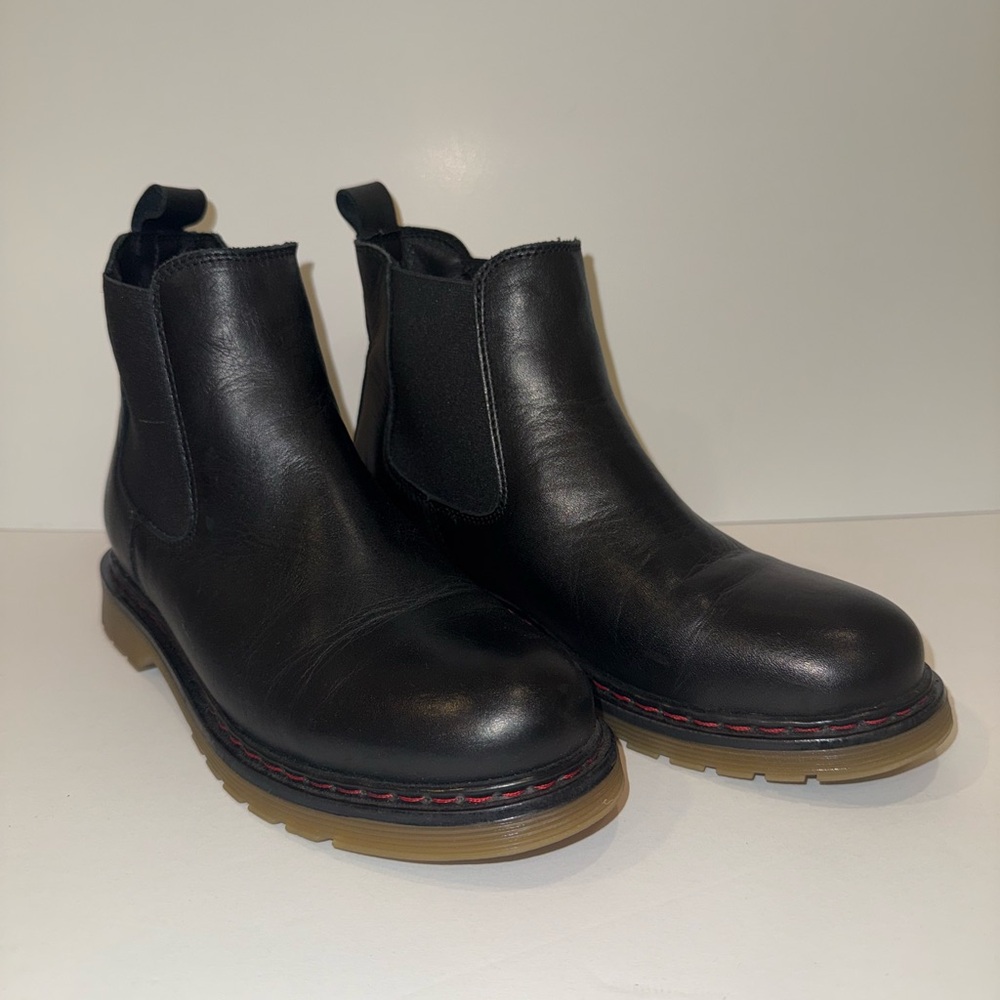 Avellini Black Leather Chelsea Boots Sz 38